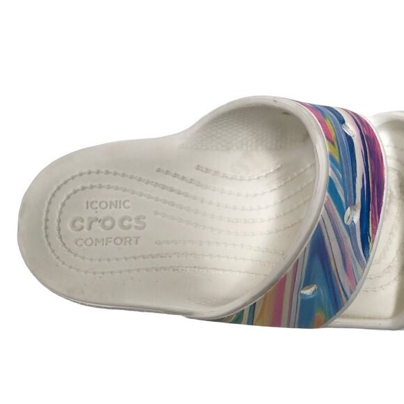 Crocs classic “out of this world” 2 strap multi swirl slide sandals 7/9 unisex - Picture 4 of 6